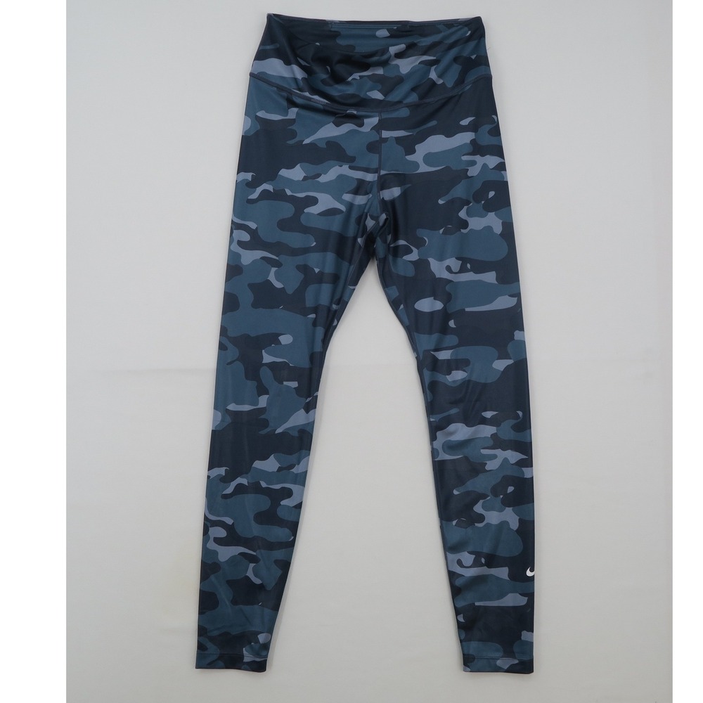 Nike Dri-FIT Womens Camo Leggings Blue Grey Camouflage Athletic Tights Size M